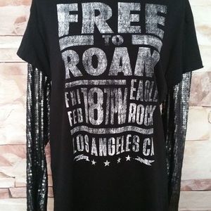 Free People Sequin Long Sleeve Shirt